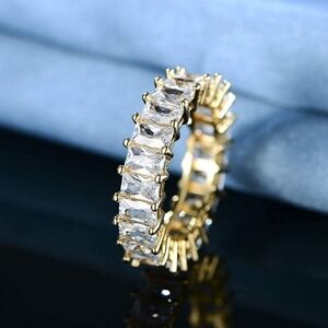 14K Yellow Gold Emerald Cut Diamonds Eternity Ring Band